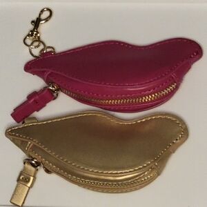 Diane Von Furstenberg Lip-Shaped Keychain Set - Pink and Gold